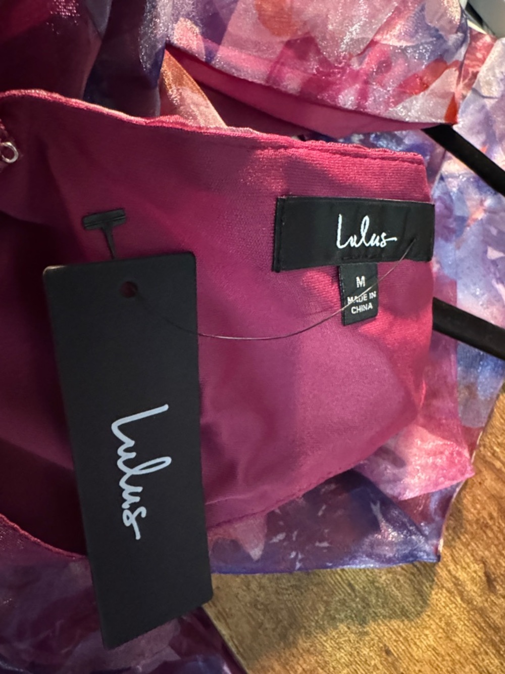 Lulus Admirable Essence Magenta Floral Organza Trumpet Midi Dress Size Medium - Picture 5 of 5